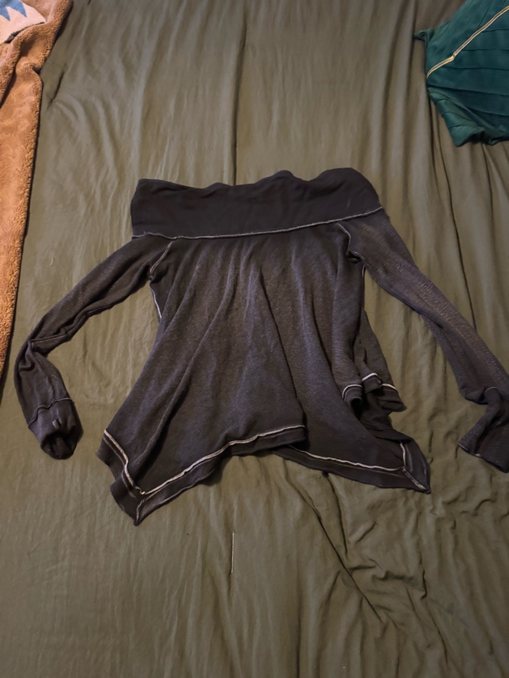 Free People Off-Shoulder Long Sleeve Top in Black